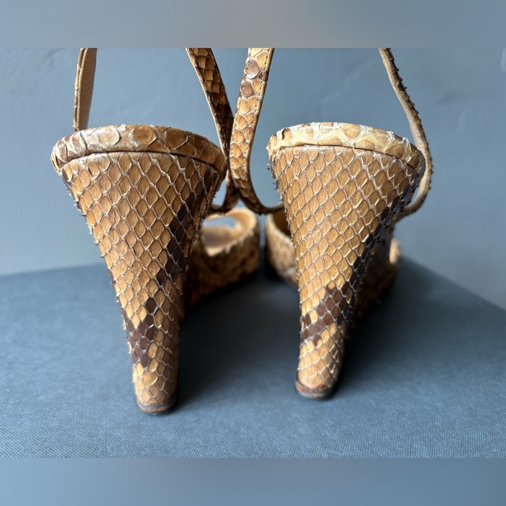 Ralph Lauren Collection Python Peep-Toe Wedge Wit… - image 6